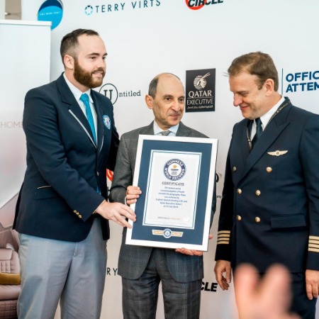 Hamish Harding received a Guinness World Record certificate for the fastest circumnavigation of the earth